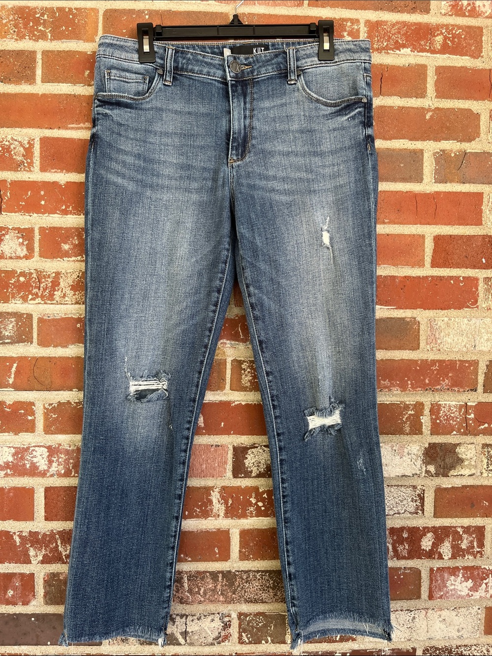 Kut from the Kloth Medium Blue Distressed Ankle Jeans
